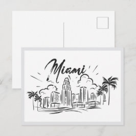 Postal Miami Florida EE. UU. dibujado a mano