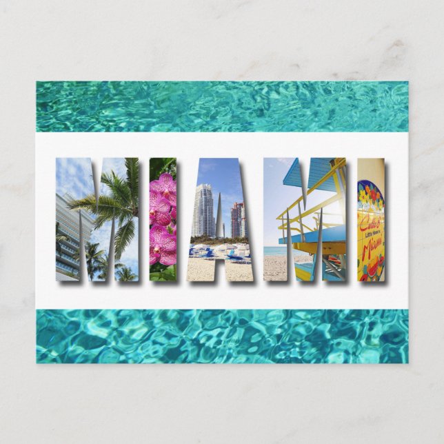 Postal Miami Florida Ocean Beach Travel Photo (Anverso)