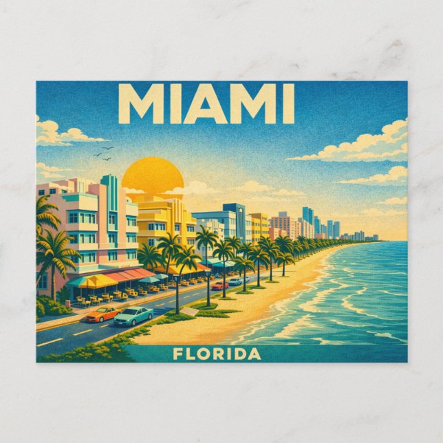 Postal Miami Florida Retro Travel Postcard (Anverso)