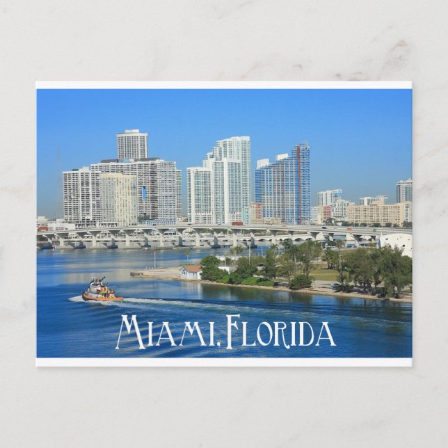 Postal Miami Florida Skyline and Harbour - Estados Unidos (Anverso)