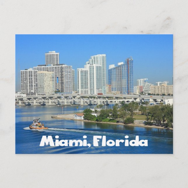 Postal Miami Florida Skyline and Harbour - Estados Unidos (Anverso)