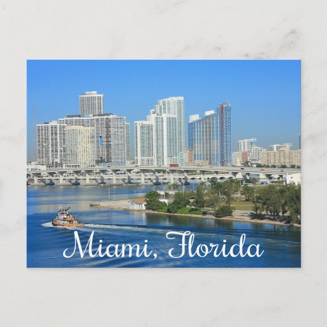 Postal Miami Florida Skyline and Harbour - Estados Unidos (Anverso)