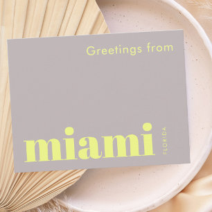 Postal Miami Florida tipográfico amarillo