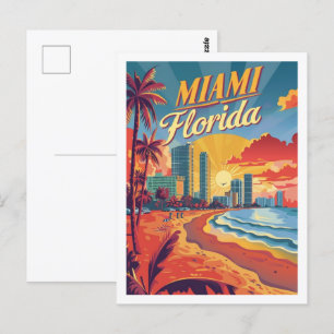 Postal Miami Florida USA Vintage Famage Travel Place