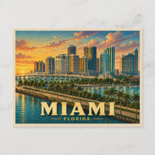 Postal Miami Florida Viajes Antiguos