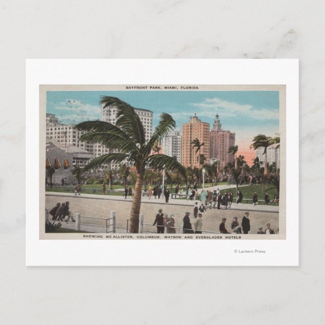 Postal Miami, Florida - Vista de Bayfront Park & Hotels (Anverso)
