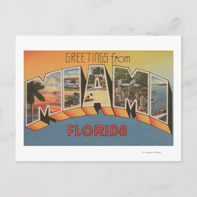 Postal Miami, FloridaGrandes Escenas de letrasMiami, FL (Anverso)