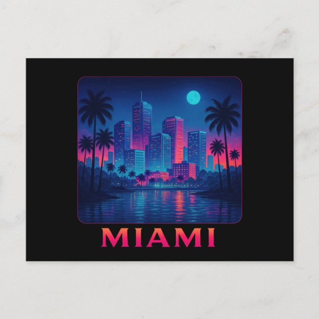 Postal Miami Moonrise - Horizonte Neon (Anverso)