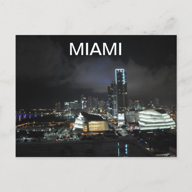 Postal Miami por la noche (Anverso)