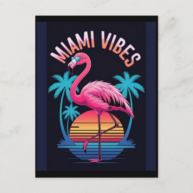 Postal Miami Vibes Summer Flamingo Design-63454 (Anverso)