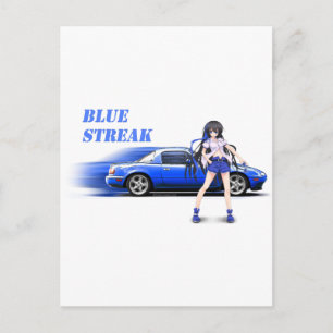 Postal Miata azul - con chica de anime