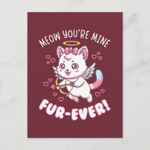 Postal Miau Eres Mío Fur-Ever - Cupido de Gato Valentine