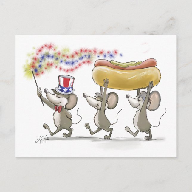 Postal Mic, Mac & Moe's Happy 4th of July Postcard (Anverso)