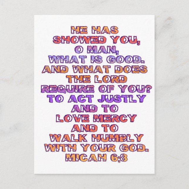 Postal Micah 6:8 (Anverso)