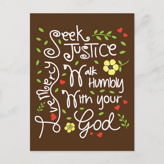 Postal Micah 6 8 Seek Justice Love Mercy Walk Humbly (Anverso)