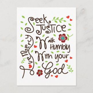 Postal Micah 6 8 Seek Justice Love Mercy Walk Humbly