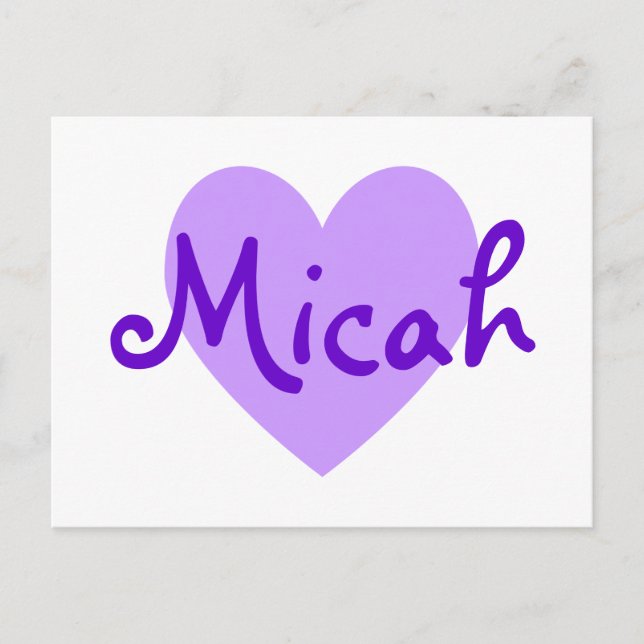 Postal Micah en morado (Anverso)