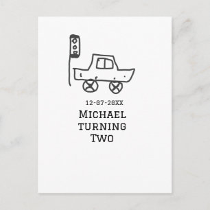 Postal Michael cumpliendo dos años coche de juguete semáf
