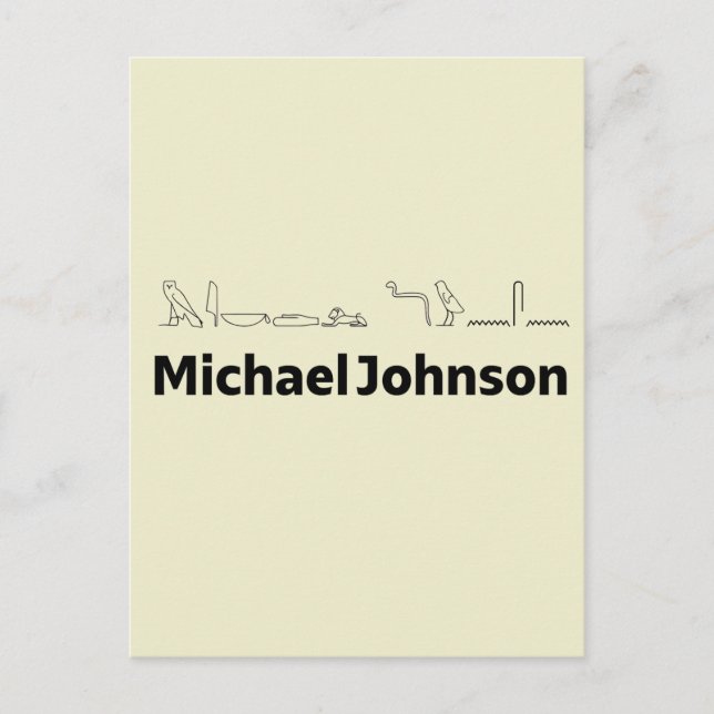 Postal Michael Johnson Traducido a Jeroglíficos (Anverso)