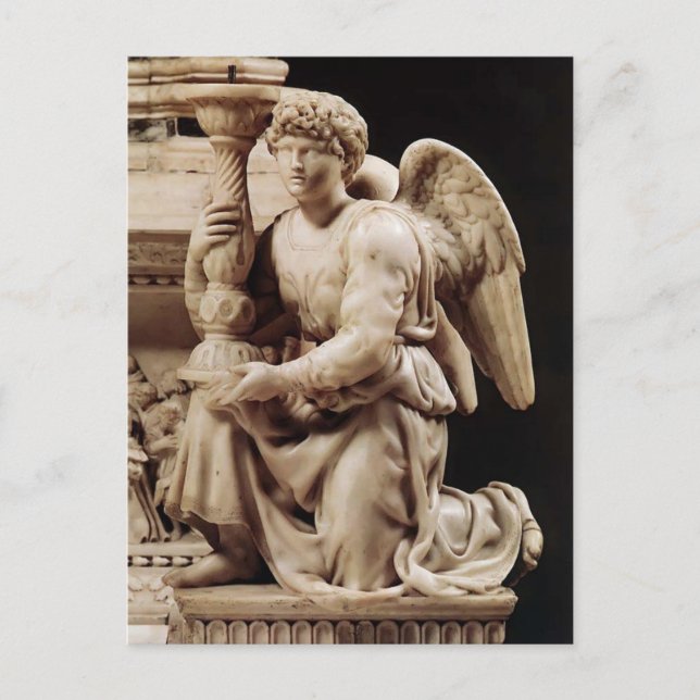 Postal Michelangelo- Angel con candelero (Anverso)
