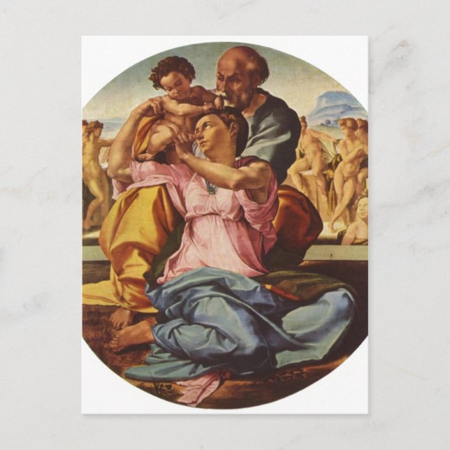 Postal Michelangelo Buonarroti Hl. Familia, Tondo 1504-15 (Anverso)