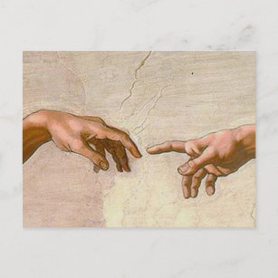 Postal Michelangelo Creación Adam Dios