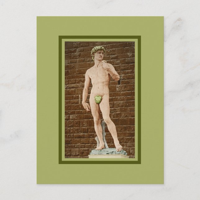 POSTAL MICHELANGELO DAVID CON FIG LEAF (Anverso)