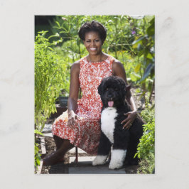 Postal Michele y Bo Obama