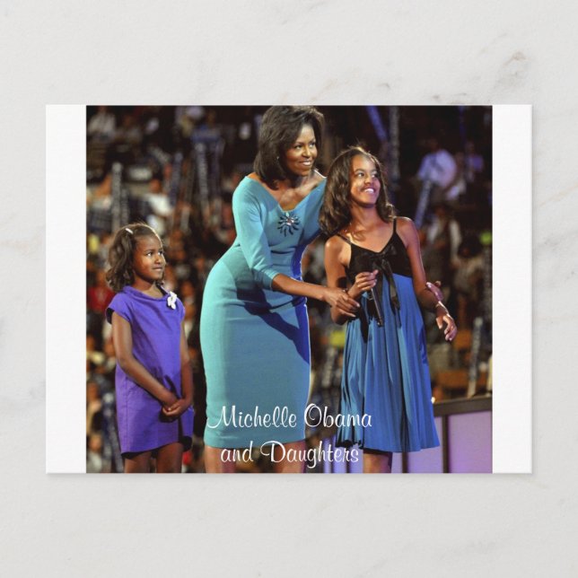 Postal Michelle Obama e hijas (Anverso)