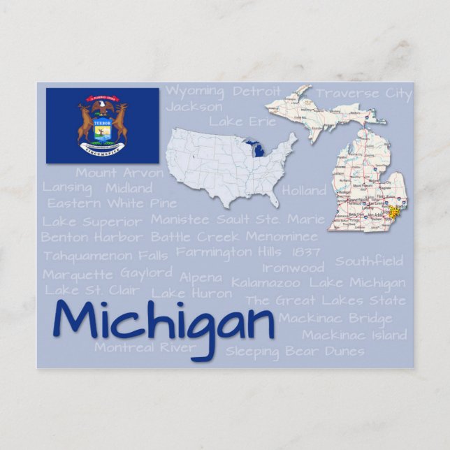 Postal "Michigan" (Anverso)