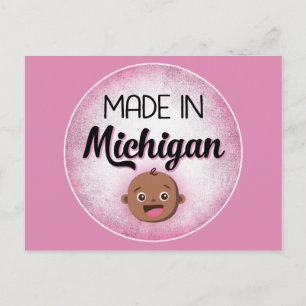Postal Michigan Baby Funny Pink African American Black