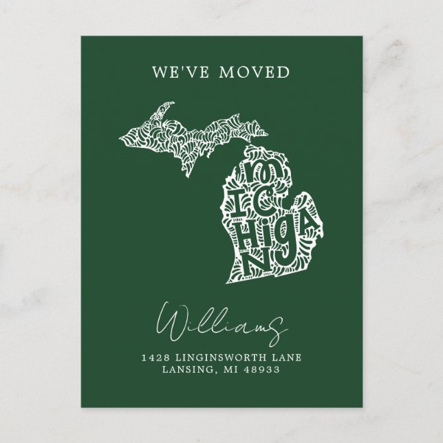Postal MICHIGAN | Cambio de dirección (Anverso)