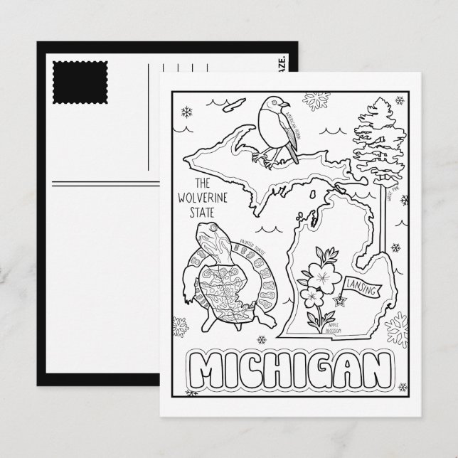 Postal michigan colorea mi collage (Anverso / Reverso)