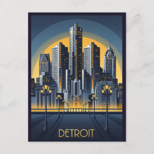 Postal Michigan Detroit Art Deco Style