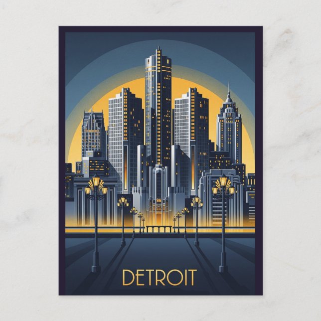 Postal Michigan Detroit Art Deco Style (Anverso)