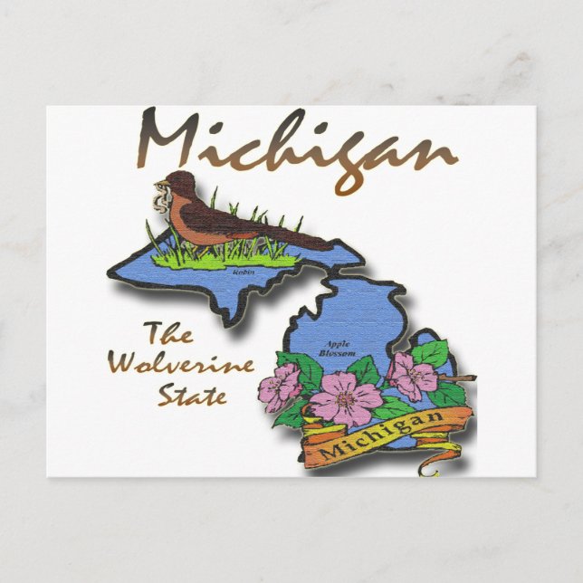 Postal Michigan el petirrojo Apple del estado de (Anverso)
