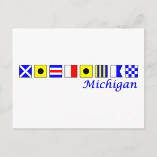 Postal Michigan escrito en alfabeto de bandera náutica