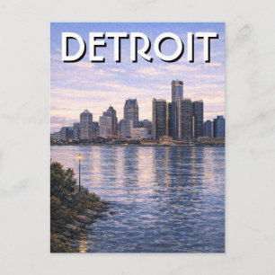 Postal Míchigan Horizonte de Detroit Viajes