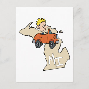 Postal Michigan MI Map & Car Personalizado Art Motto