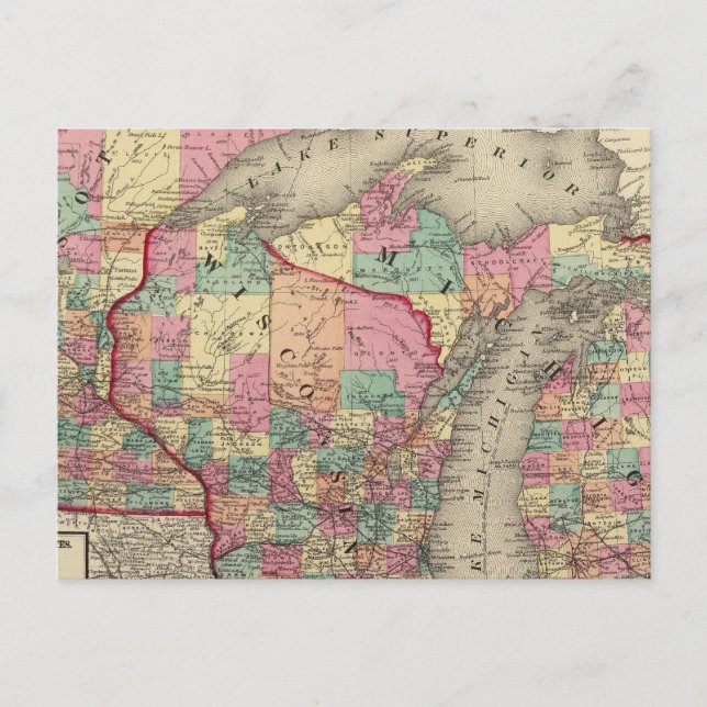 Postal Michigan, Minnesota y Wisconsin (Anverso)