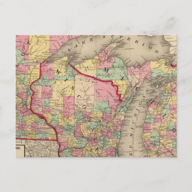 Postal Michigan, Minnesota y Wisconsin 2 (Anverso)