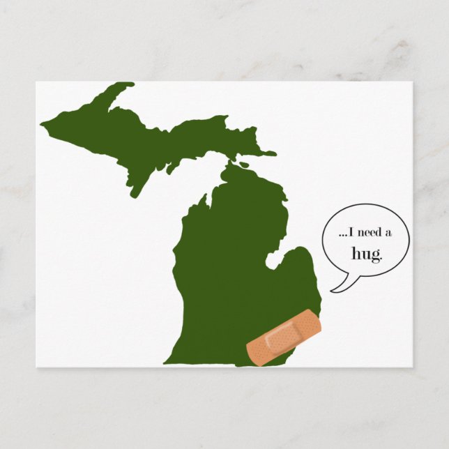 Postal Michigan necesita un abrazo (Anverso)