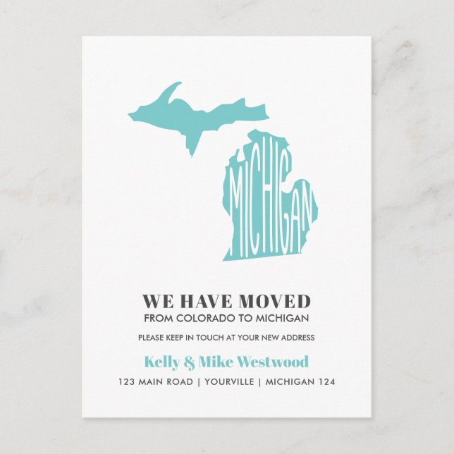 Postal MICHIGAN  Nos hemos mudado Nueva dirección Nuevo H (Anverso)