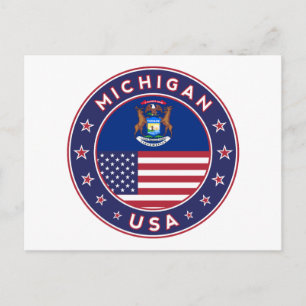 Postal Michigan pegatina, estuche de teléfono, bolsa, rel