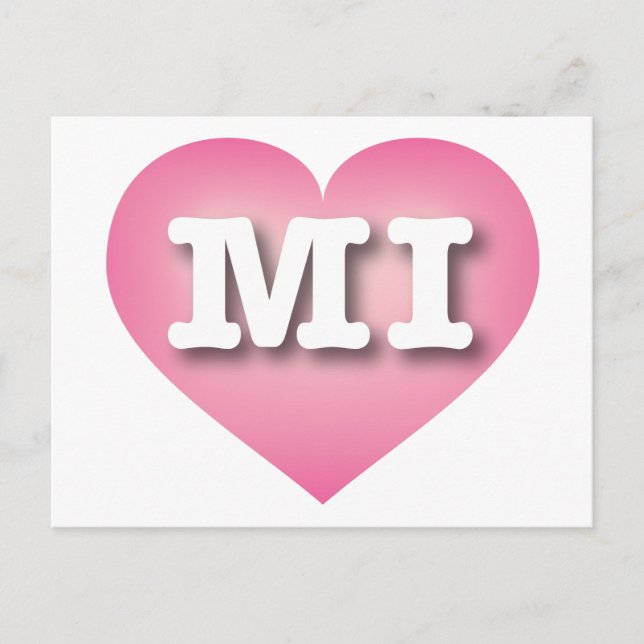 Postal MIchigan Pink Fade Heart - Me encanta MI (Anverso)