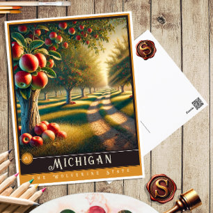 Postal Michigan   Postcarta estatal hiperrealista
