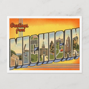 Postal Michigan Saludos De Estados Unidos