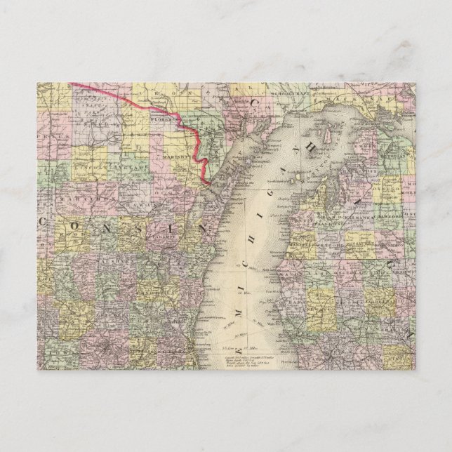 Postal Michigan, Wisconsin (Anverso)