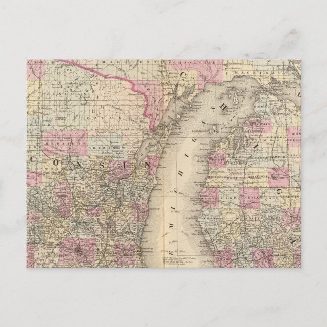 Postal Michigan, Wisconsin (Anverso)