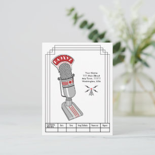 Postal Micrófono Art Deco y transmisor QSL